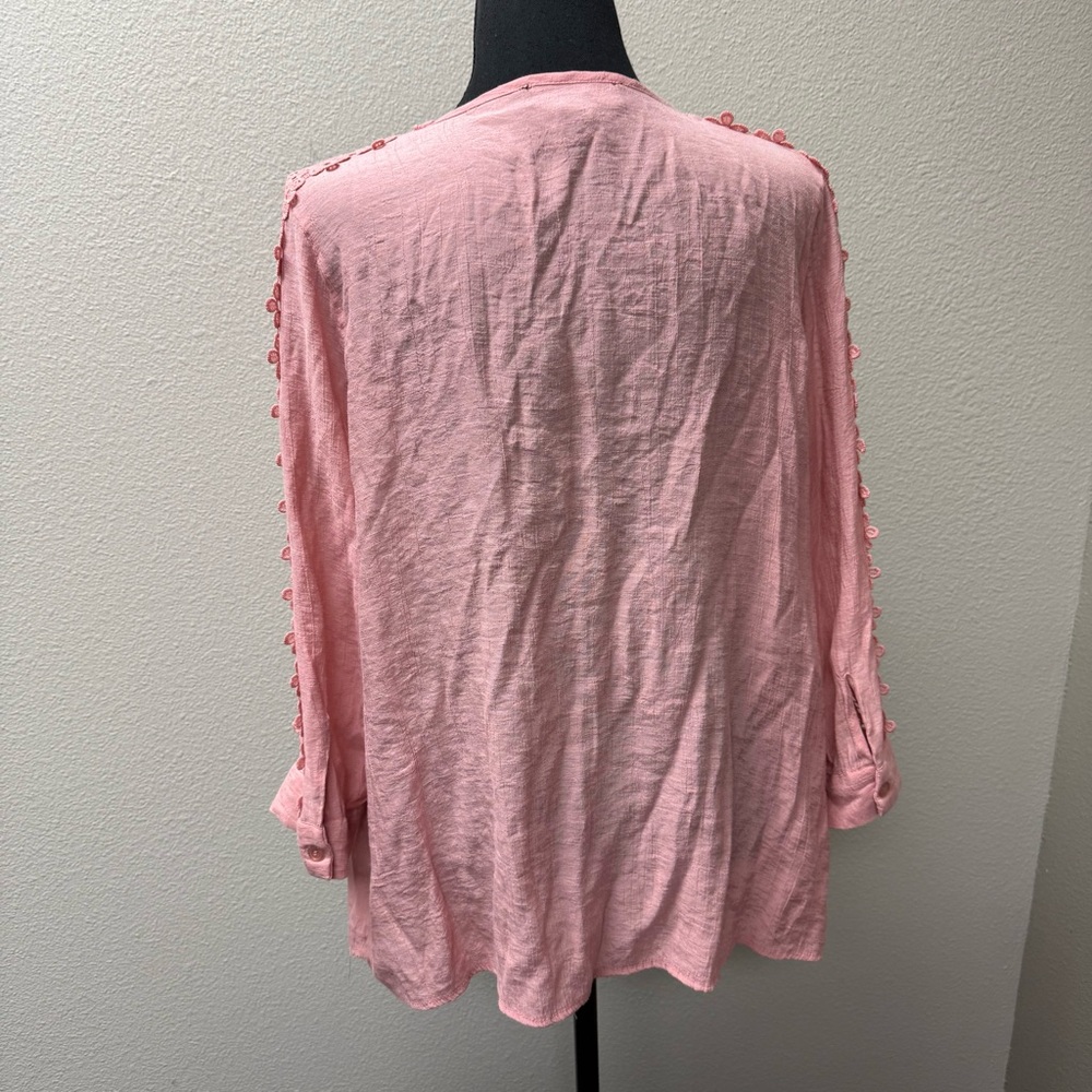 Madison Dusty Pink Lace Sleeve Blouse Boho Lightweight Top Size Large Chic - Picture 5 of 10